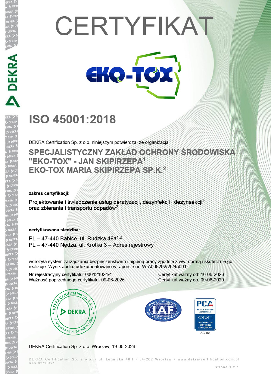 Certyfikat ISO 45001:2018